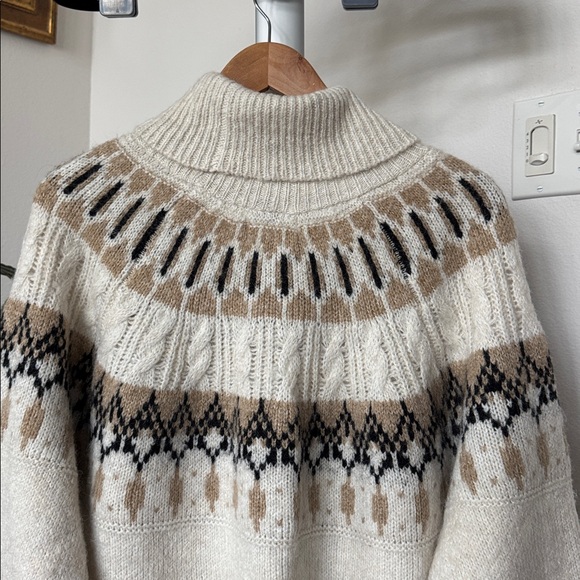 Old navy Cable Knit Fair Isle Turtleneck Sweater Sz XL Ivory Cream Beige New NWT - Picture 11 of 12